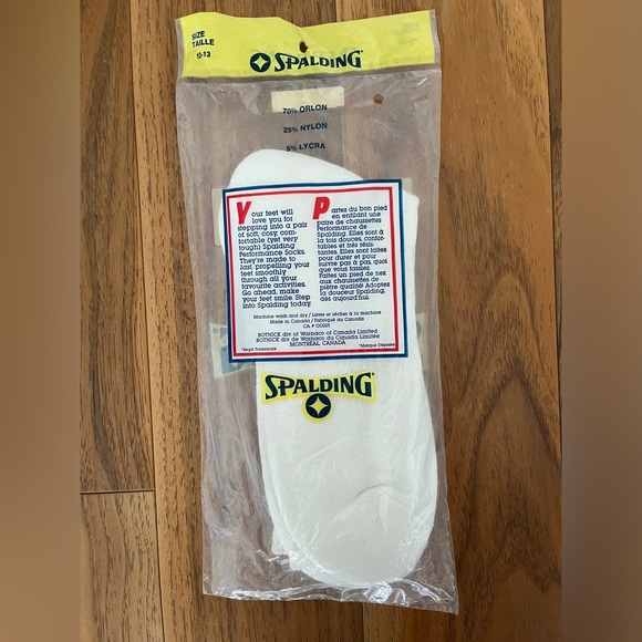 Vintage 1980s SPALDING Tube Socks Sz 10-13 White-Red Spell-Out Logo - Picture 3 of 3
